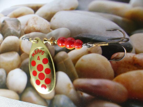 Mepps Aglia Decoree Silver Red Dots Size 5 - Kopie - Kopie - Kopie